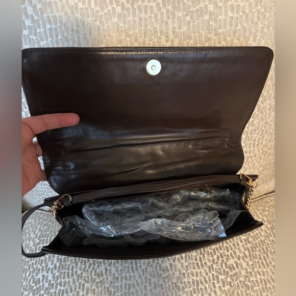 Charles David Dark Brown 2 way Crossbody/Clutch with Gold Chain